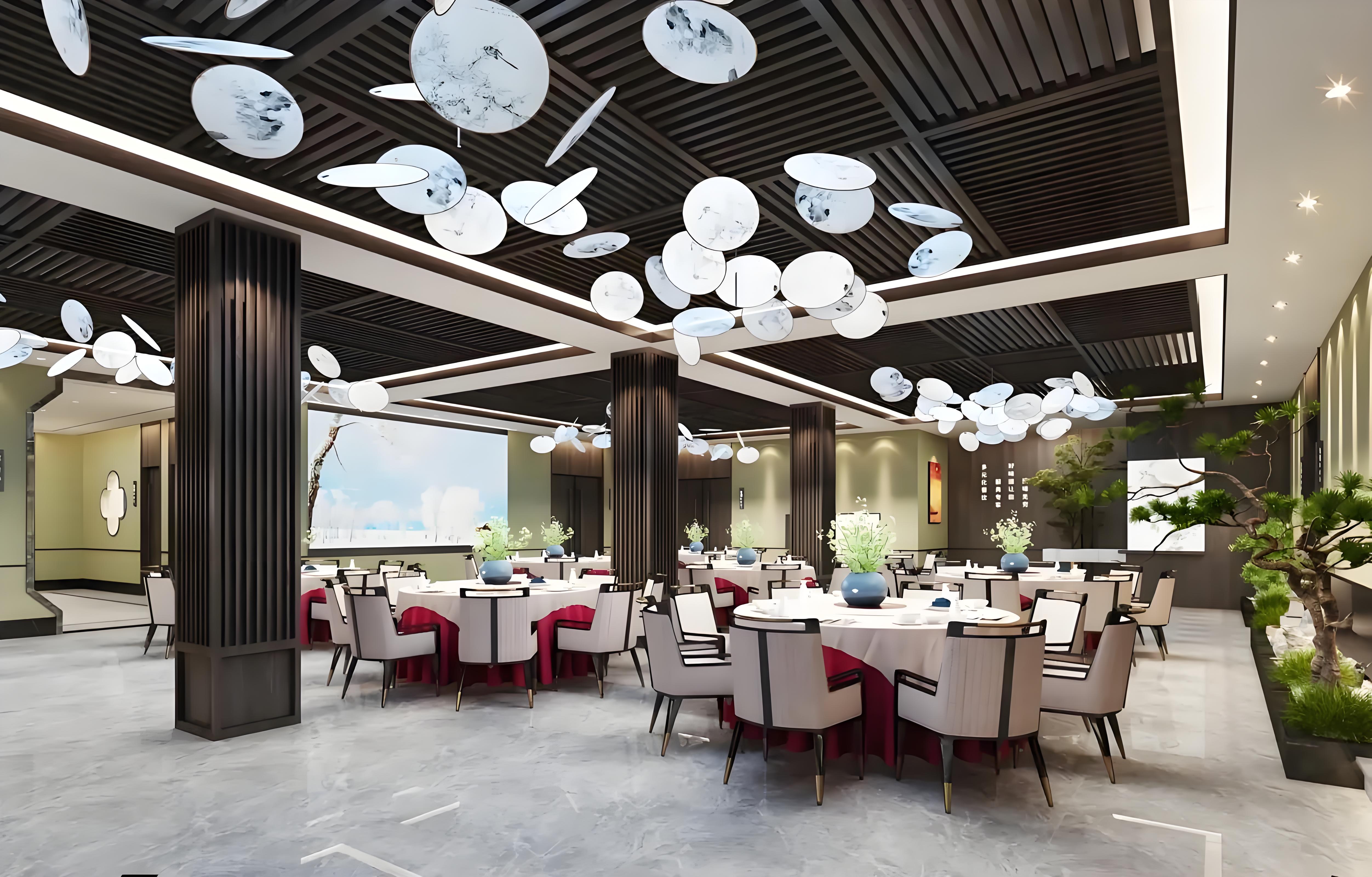 Modern restaurant interior featuring King Kong Board wall panels with LED lighting